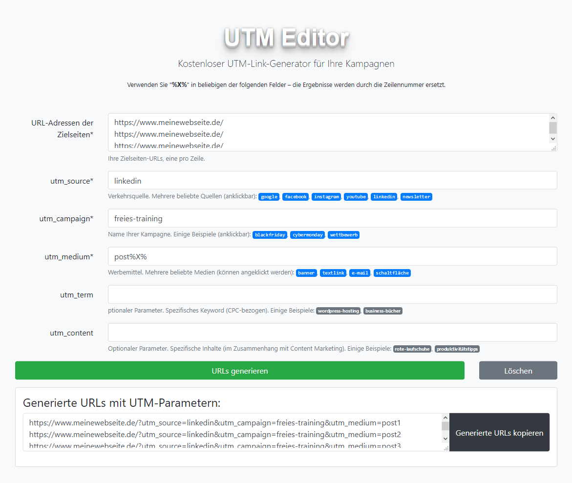 UTM-Editor - Bildschirmfoto