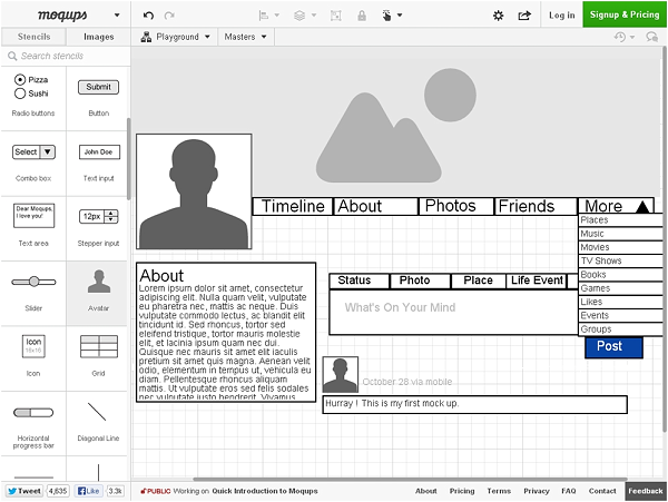 Online Mockup, Wireframe & UI Prototyping Tool · Moqups