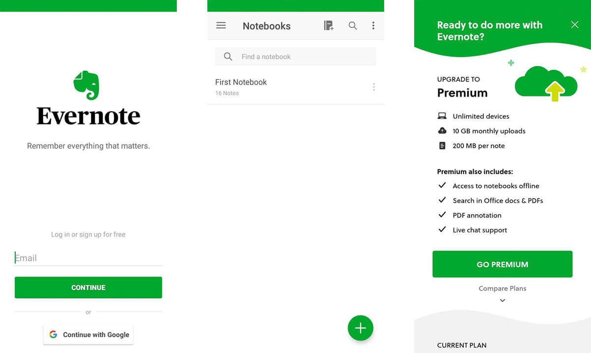 Evernote App screenshots