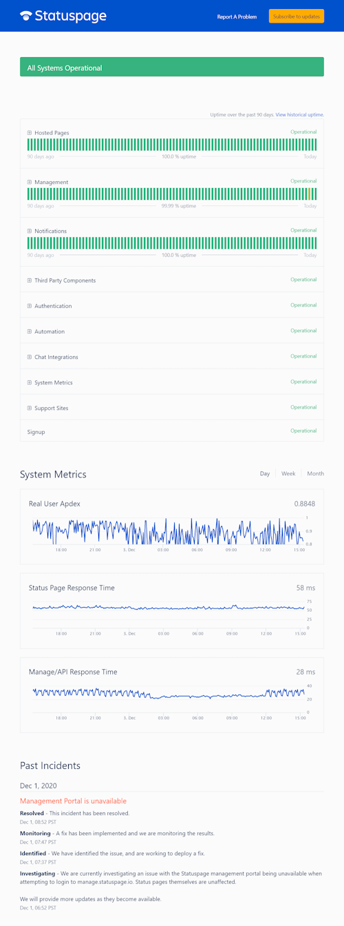 Statuspage - screenshot