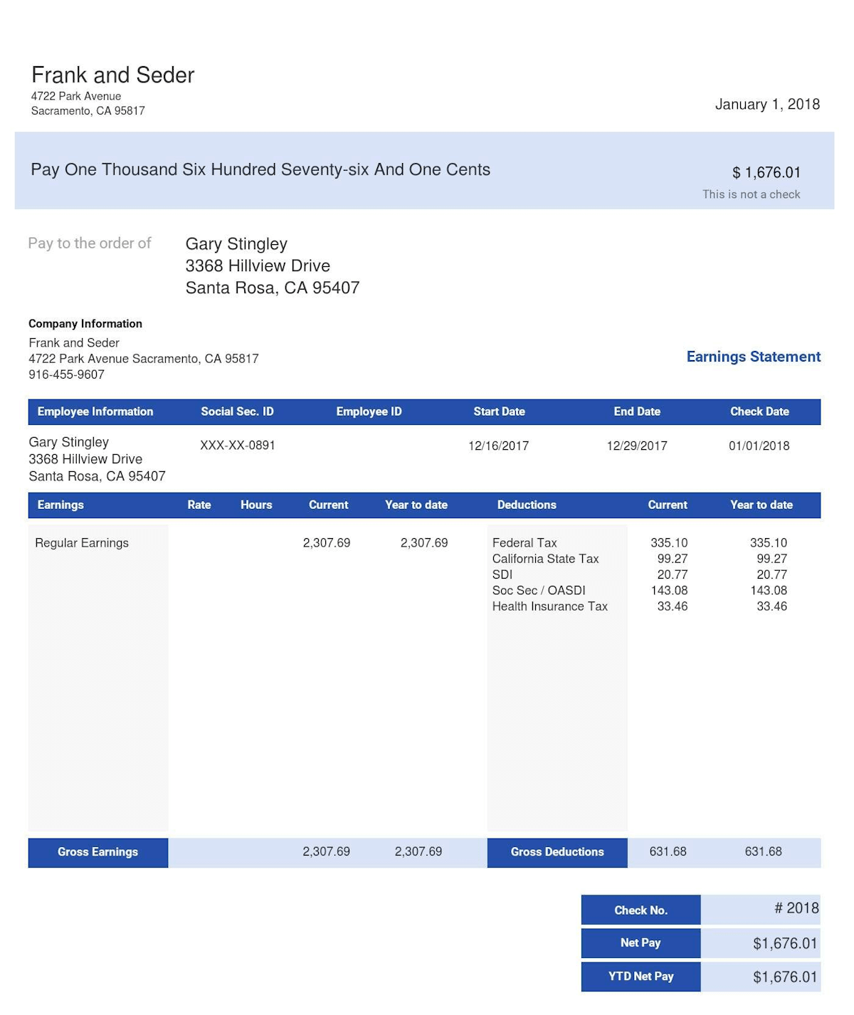 Example PayStub