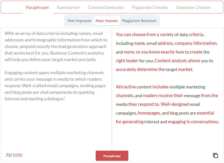 Paraphrasing Tool - screenshot 3