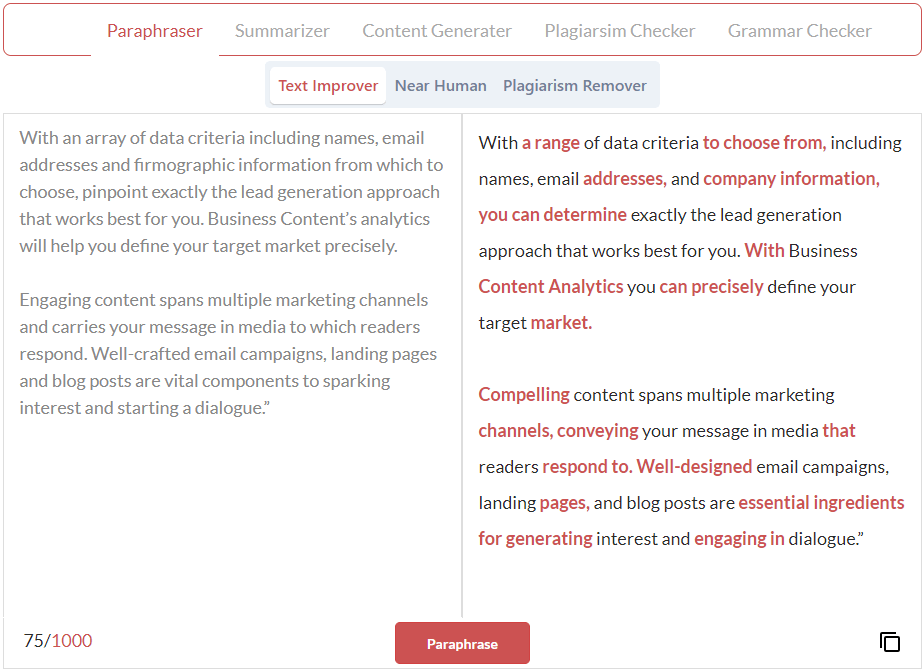 Paraphrasing Tool - screenshot 4