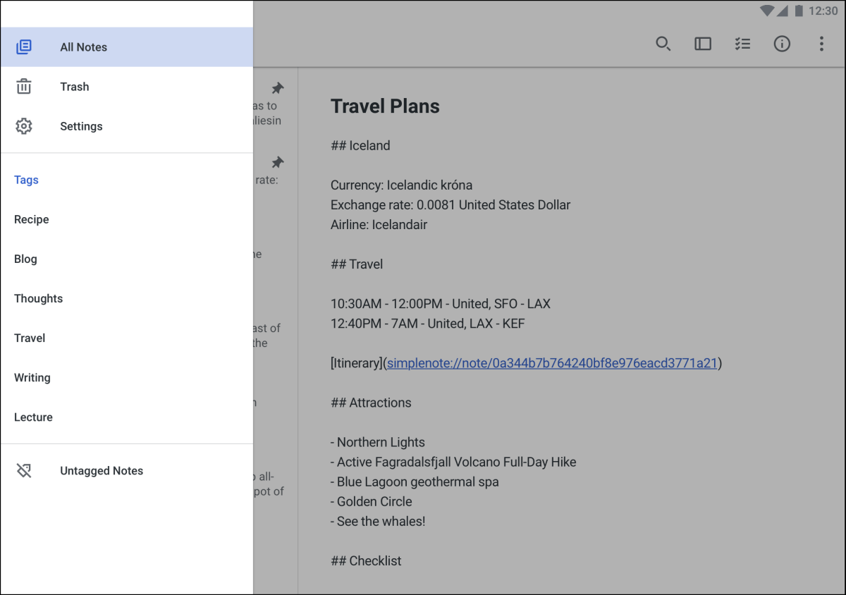 Simplenote - screenshot