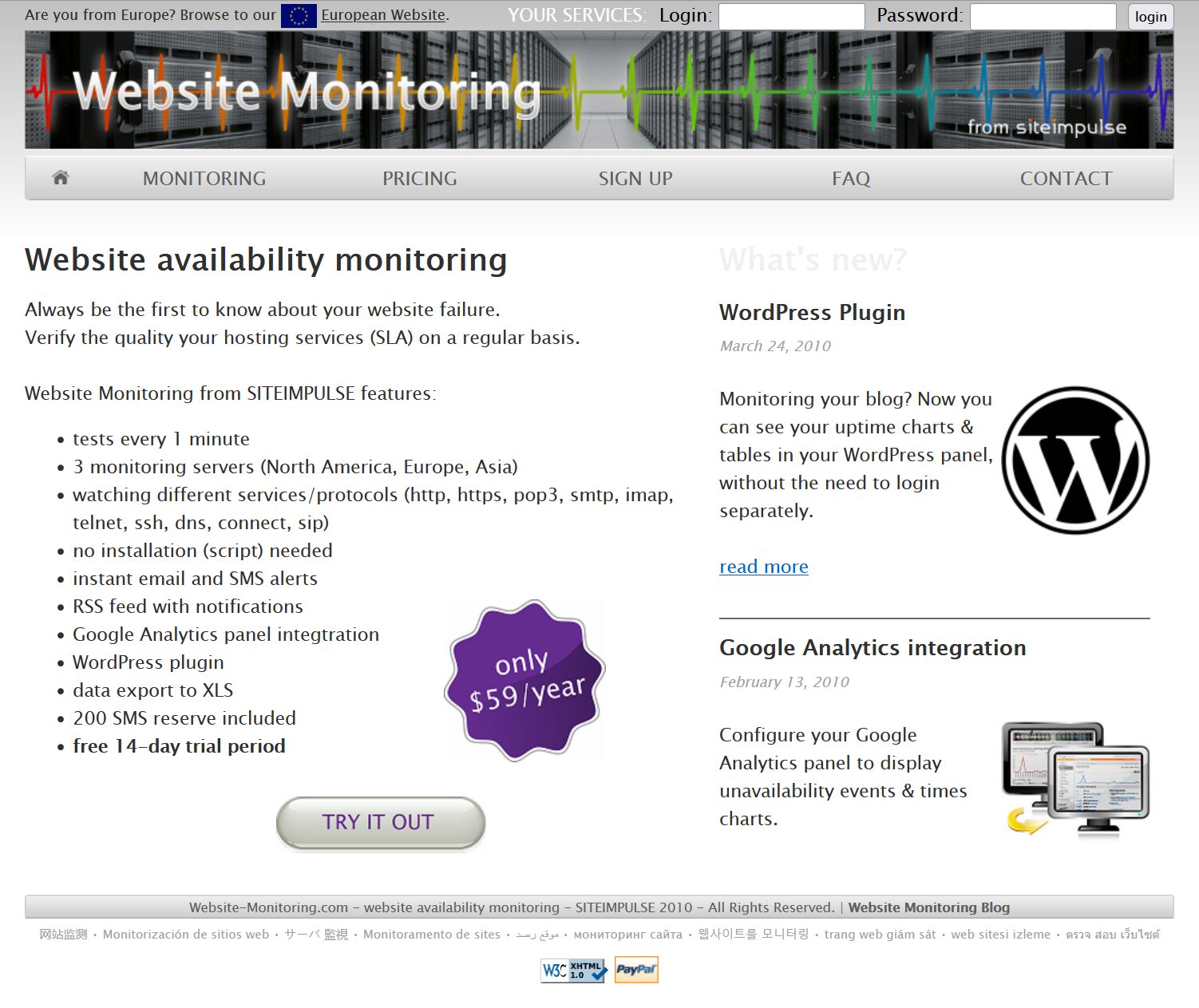 website monitoring 2010