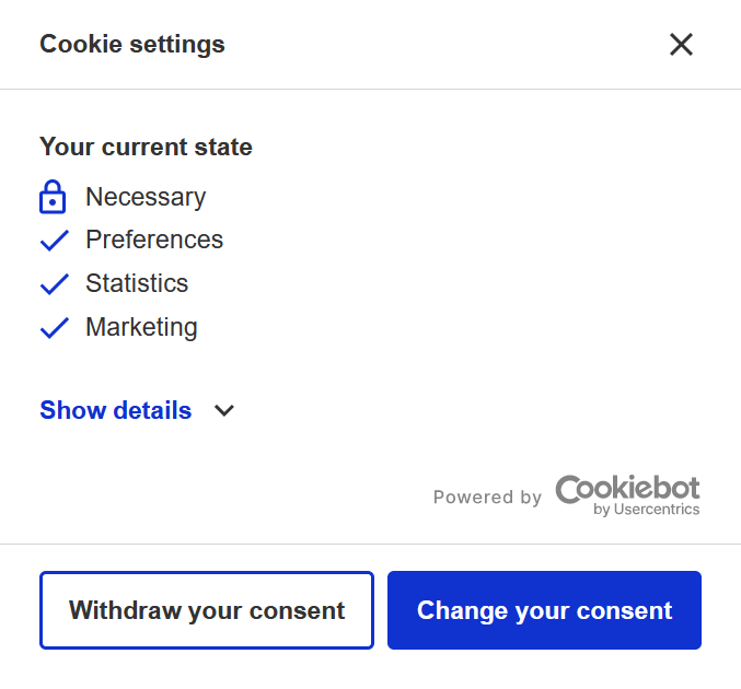 Cookiebot - zrzut ekranu
