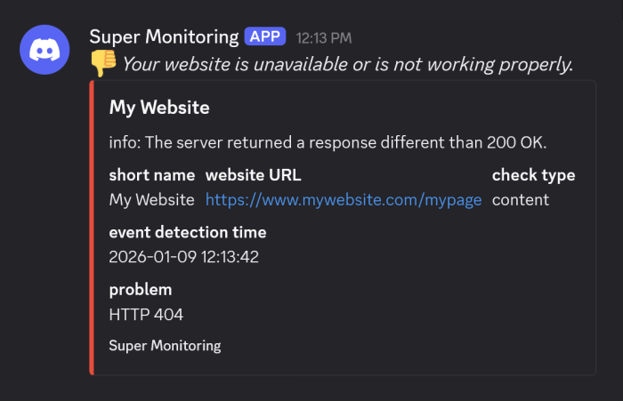 Warnmeldung auf Discord