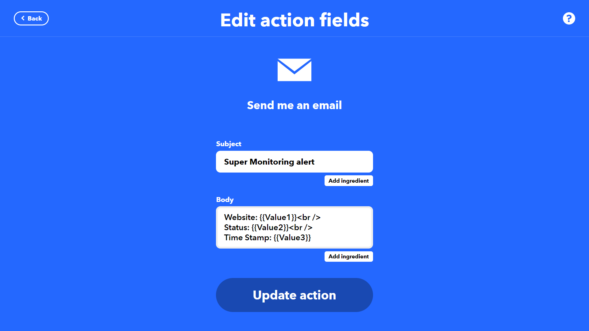 IFTTT - zrzut ekranu 2